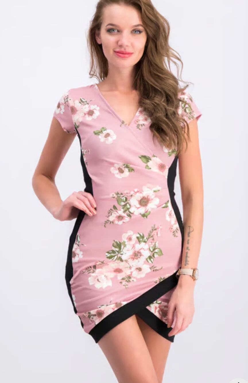 Mauve and black body con Crave Fame Medium dress